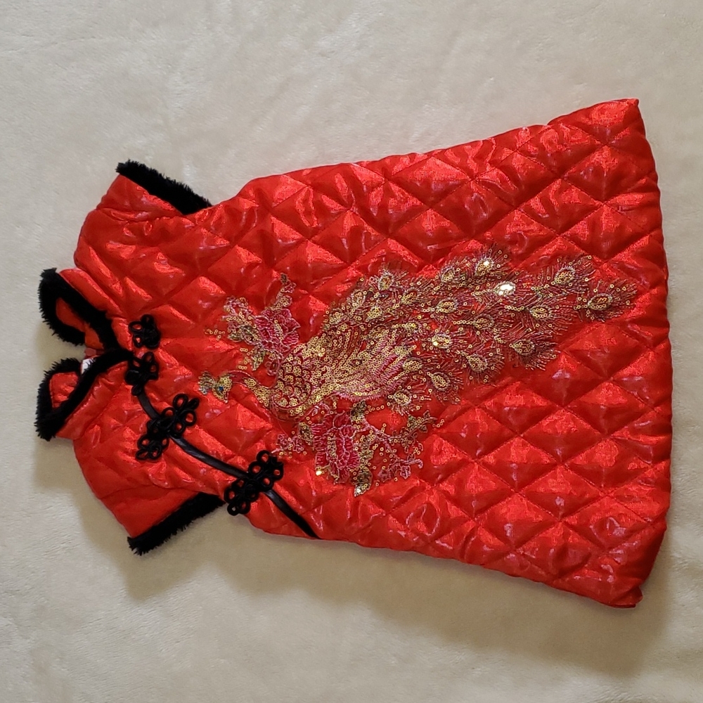 Quilted Sequin Peacock Cheongsam